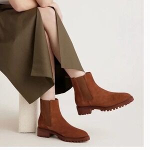 Quince Brown Cinnamon Suede Chelsea Ankle Boots Size 6 Soft Heritage Minimalist